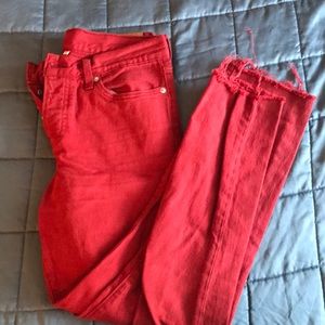 Levi’s red high rise jeans